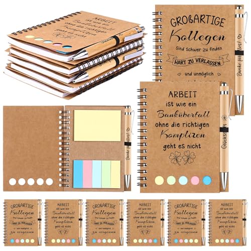 6 Set Dankeschön Geschenke für Kollegen Notizbuch mit Stift Lehrer Inspirierend Mitarbeiter Spirale Notizblock Kugelschreiber aus Holz Spirale Linierter Notizheft Kugelschreiber Abschiedsgeschenk von SevenMye