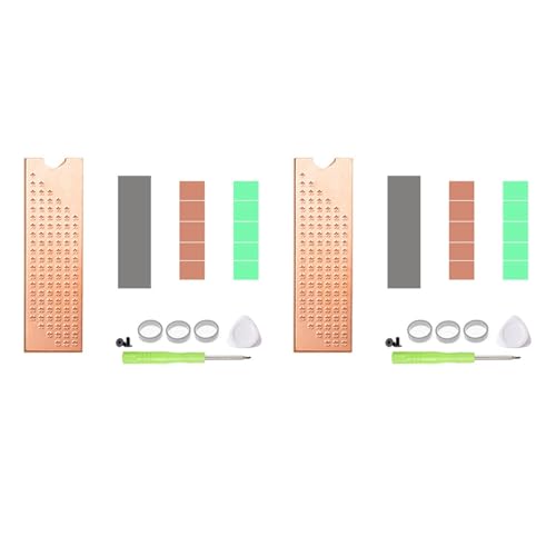 Sevenvtwo 2X M.2 NVMe SSD-Kühlkörper 0,8 mm für M2 2280 Solid-State-Festplatte, Kupfer-Kühlkörper mit Wärmeleitpad, Laptop-SSD-Kühler von Sevenvtwo