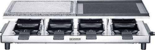 Severin 2373 Raclette 8Pfännchen, Antihaftbeschichtung, Grillfunktion Edelstahl (gebürstet), Schwarz von Severin