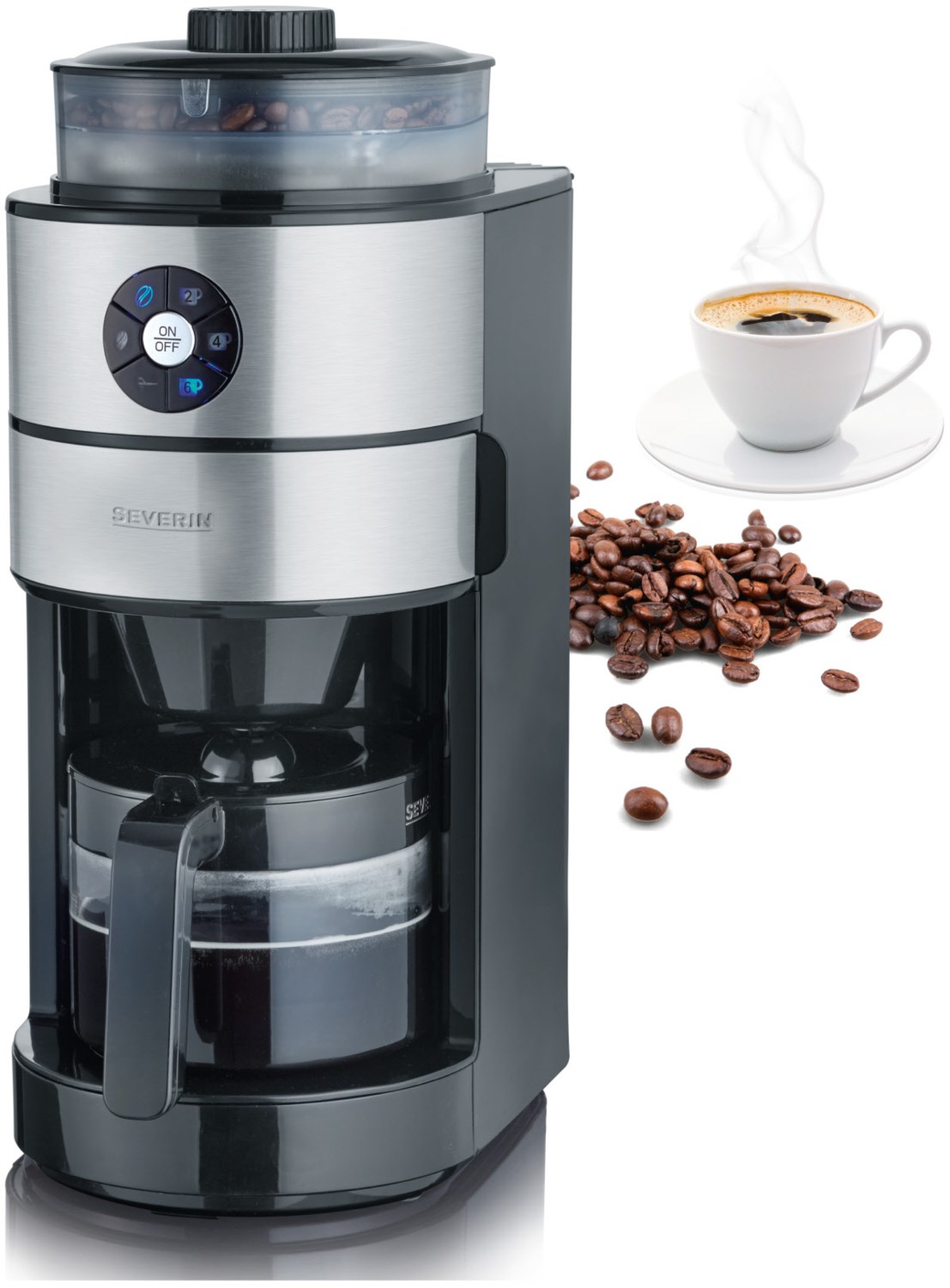 Severin KA4811 Kaffeeautomat mit integriertem Mahlwerk und Glaskanne von Severin