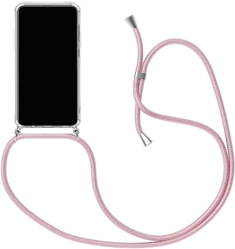 Handykette kompatibel mit Motorola Moto Edge 50 Pro Hülle,Handyhülle Transparent Silikon Schutzhülle - Necklace Hülle mit Band Handy-Kette Fallschutzhülle Schnur Kette zum Umhängen Case,Roségold von Sewutoyu