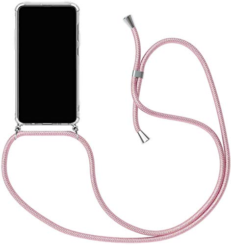 Handykette kompatibel mit VIVO Y36 4G Hülle,Handyhülle Transparent Silikon Schutzhülle - Necklace Hülle mit Band Handy-Kette Fallschutzhülle Schnur Kette zum Umhängen Case,Roségold von Sewutoyu