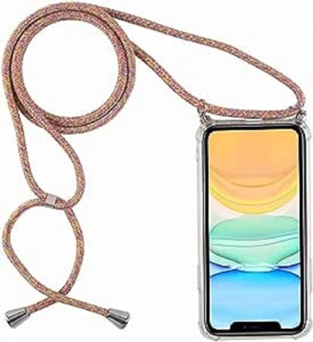 Handykette kompatibel mit iPhone 16 Pro Max Hülle,Handyhülle Transparent Silikon Schutzhülle - Necklace Hülle mit Band Handy-Kette Fallschutzhülle Schnur Kette zum Umhängen Case,Rainbow von Sewutoyu