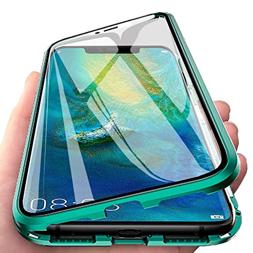 Hülle Kompatible für VIVO V40 5G, Magnetische Adsorption Handyhülle 360 Grad Schutzhülle Metallrahmen Transparent Gehärtetem Glas Displayschutzfolie Case - Integriert Kamera Schutzfolie,Grün von Sewutoyu