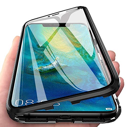 Hülle Kompatible für Xiaomi 14, Magnetische Adsorption Handyhülle 360 Grad Schutzhülle Metallrahmen Transparent Gehärtetem Glas Case - Integriert Kamera Schutzfolie Hülle,Schwarz von Sewutoyu