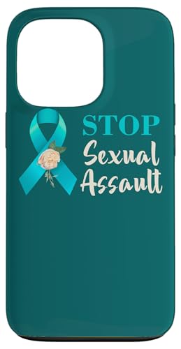 Hülle für iPhone 13 Pro Stoppt sexuelle Übergriffe, blaugrünes Band, Floral von Sexual Assault Awareness Apparel Designs by Rn