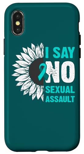 Hülle für iPhone X/XS Sexuelle Übergriffe, Sonnenblume, blaugrünes Band von Sexual Assault Awareness Apparel Designs by Rn