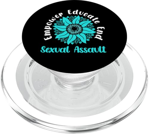 Empower Educate Beenden sexueller Übergriffe, blaugrünes Band, Blumenkleidung PopSockets PopGrip für MagSafe von Sexual Assault Awareness Month Support Design