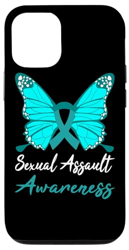Hülle für iPhone 12/12 Pro Band für sexuelle Angriffe, Schmetterlingsunterstützung, Blaugrün von Sexual Assault Awareness products (Lwaka)