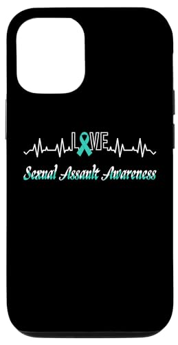 Hülle für iPhone 14 Band für sexuelle Angriffe, Herzschlag, Blaugrün von Sexual Assault Awareness products (Lwaka)