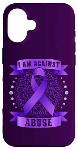 Hülle für iPhone 16 Gegen missbräuchliche Beziehungen, Mandala, lila Schleife von Sexual Assault and Domestic Violence Awareness