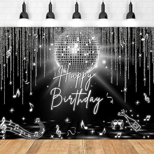 Hintergrundtafel für die Filmdisko-Geburtstagsparty, Funkelnde Silberne Discokugel, Musiksymbole und Lautsprecherdesign 210cmx150cm Hintergrundtafel für die Filmdisko-Geburtstagsparty, Funkelnde Silberne Discokugel, Musiksymbole und Lautsprecherdesign 210cmx150cm von ShaHxczkzsL