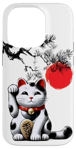 Japanische Glückskatze Maneki Neko - Rising Sun Sumi-e Hülle für iPhone 14 Pro von Shadoori Fashion - Sumi-e Ink Japanese Aesthetic