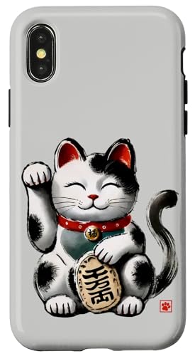 Japanische Maneki Neko – Sumi-e Ink Lucky Cat Fortune Art Hülle für iPhone X/XS von Shadoori Fashion - Sumi-e Ink Japanese Aesthetic