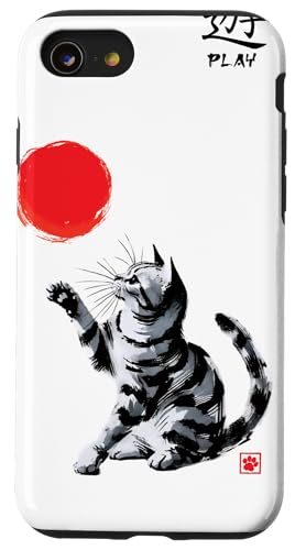 Japanische Sumi-e Katze – Zen Ink Brush Art verspieltes Design Hülle für iPhone SE (2020) / 7 / 8 von Shadoori Fashion - Sumi-e Ink Japanese Aesthetic