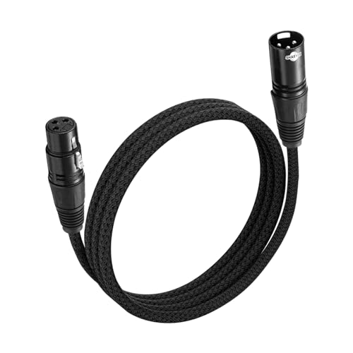 Shaevle XLR Mikrofonkabel Stecker auf Busche 3-polig Nylon geflochten XLR Kabel Schwarz (2M-1PACK) von Shaevle