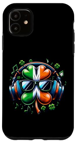 Irish Shamrock Kopfhörer Musiknoten Hülle für iPhone 11 von Shamrock Beats Irish Music Vibe Lucky