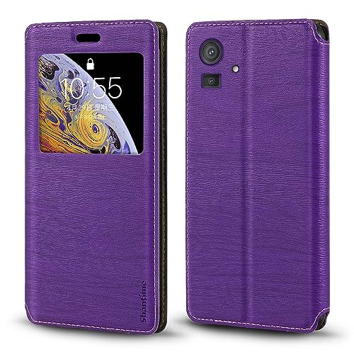 Shantime Schutzhülle für Cubot Note 50, Holzmaserung, Leder, mit Kartenhalter und Fenster, magnetische Klapphülle für Cubot Note 50 (6,5 Zoll), Violett von Shantime