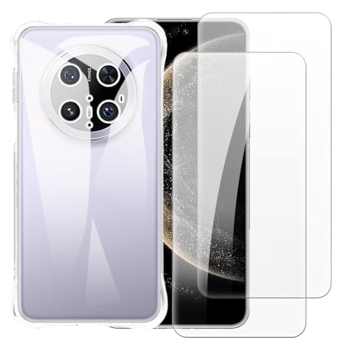 Shantime Schutzhülle kompatibel mit Huawei Mate 70 Pro 5G + [2 Pack] Displayschutzfolie aus gehärtetem Glas - Weiches, flexibles TPU-Silikon für Huawei Mate 70 Pro Plus (6,9 Zoll) (Transparent) von Shantime