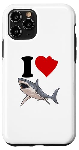 Hülle für iPhone 11 Pro Ich liebe Haie Rotes Herz Lustiger Hailiebhaber Ich liebe Haie von Shark World Co.