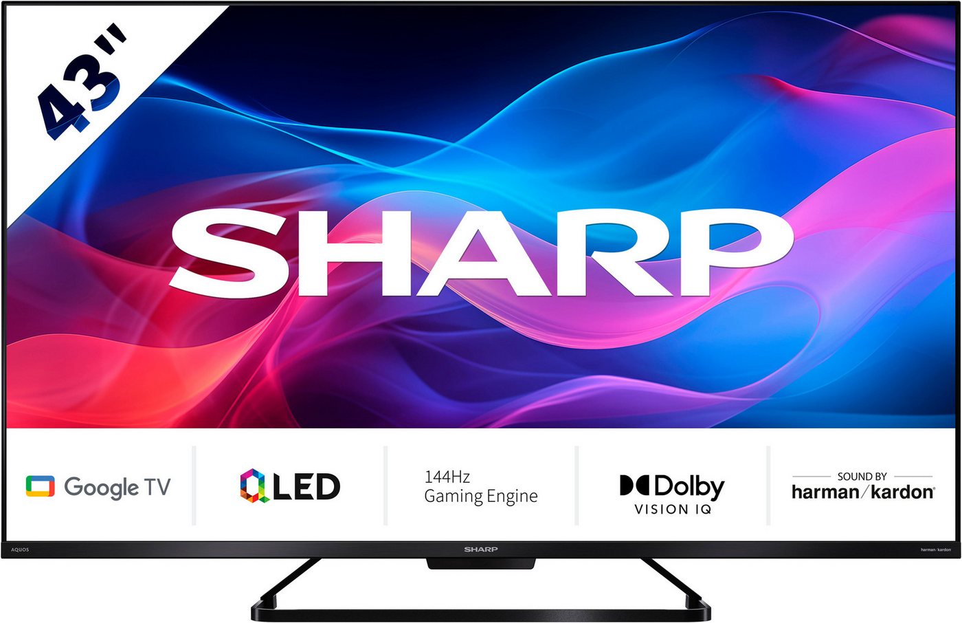 Sharp 4T-C43GRx QLED-Fernseher (108 cm/43 Zoll, 4K Ultra HD, Google TV, Smart-TV) von Sharp