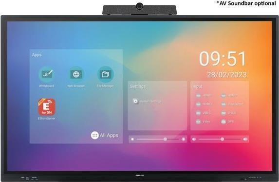 Sharp PN-LC862 Digital Beschilderung Flachbildschirm 2,18 m (86) LCD WLAN 450 cd/m² 4K Ultra HD Schwarz Touchscreen Eingebauter Prozessor Android 11 16/7 (60005901) von Sharp