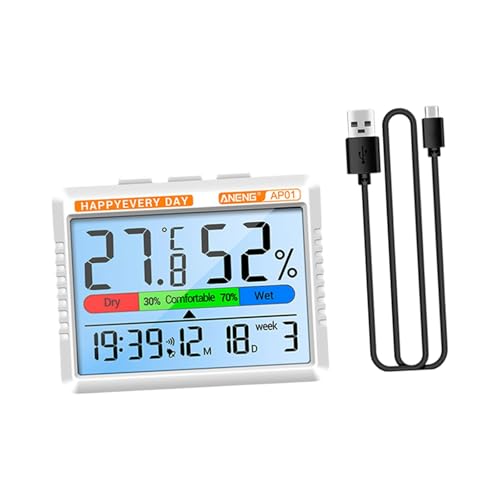 Sharplace Digitales Thermometer, Hygrometer, Raumthermometer, tragbare Multiszenenmessung, Innen-Hygrometer, Wetterstation für Schlafzimmer, Orangene Katze von Sharplace