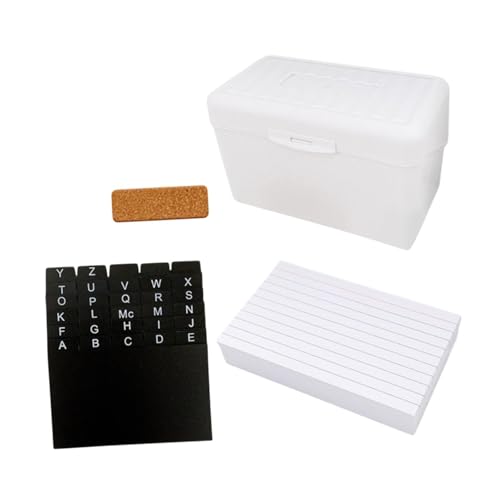 Sharplace Karteikartenhalter-Set mit Trennwänden, Business-Namenskartenhalter, 7,6 x 12,7 cm, Aufbewahrungsbox, Aufbewahrungsorganisator, linierte Notizkarten, Weiß von Sharplace