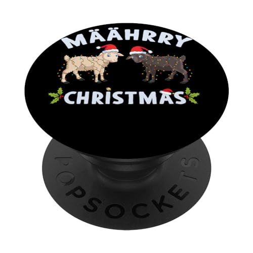 Maahrry Weihnachtsschaf mit Weihnachtsmannmütze Weihnachtsbeleuchtung PopSockets Klebender PopGrip von Sheep Santa Claus Christmas Apparel