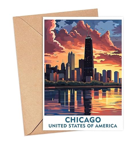 ShelbyShops Chicago City Grußkarte – Chicago City Reisekarte – Chicago Travel Art – Chicago City Karte Geschenk – Stadt Grußkarte – Chicago Andenken Karte – Chicago Reisekarte – Chicago Trip Geschenk von ShelbyShops