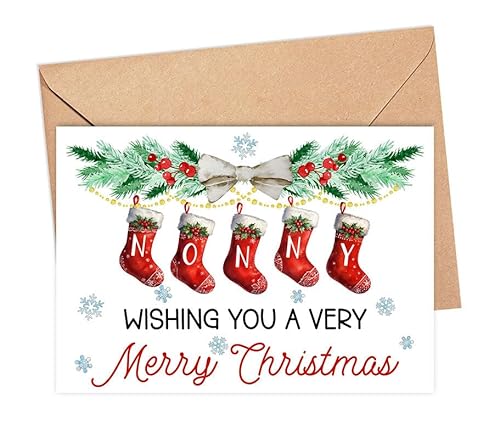 ShelbyShops Nonny Weihnachtskarte – Merry Christmas Nonny Card – Nonny Wishing You A Very Merry Christmas Karte – Weihnachtskarte Nonny – Weihnachtskarte für Mama und Papa – Nonny Weihnachtskarte von ShelbyShops