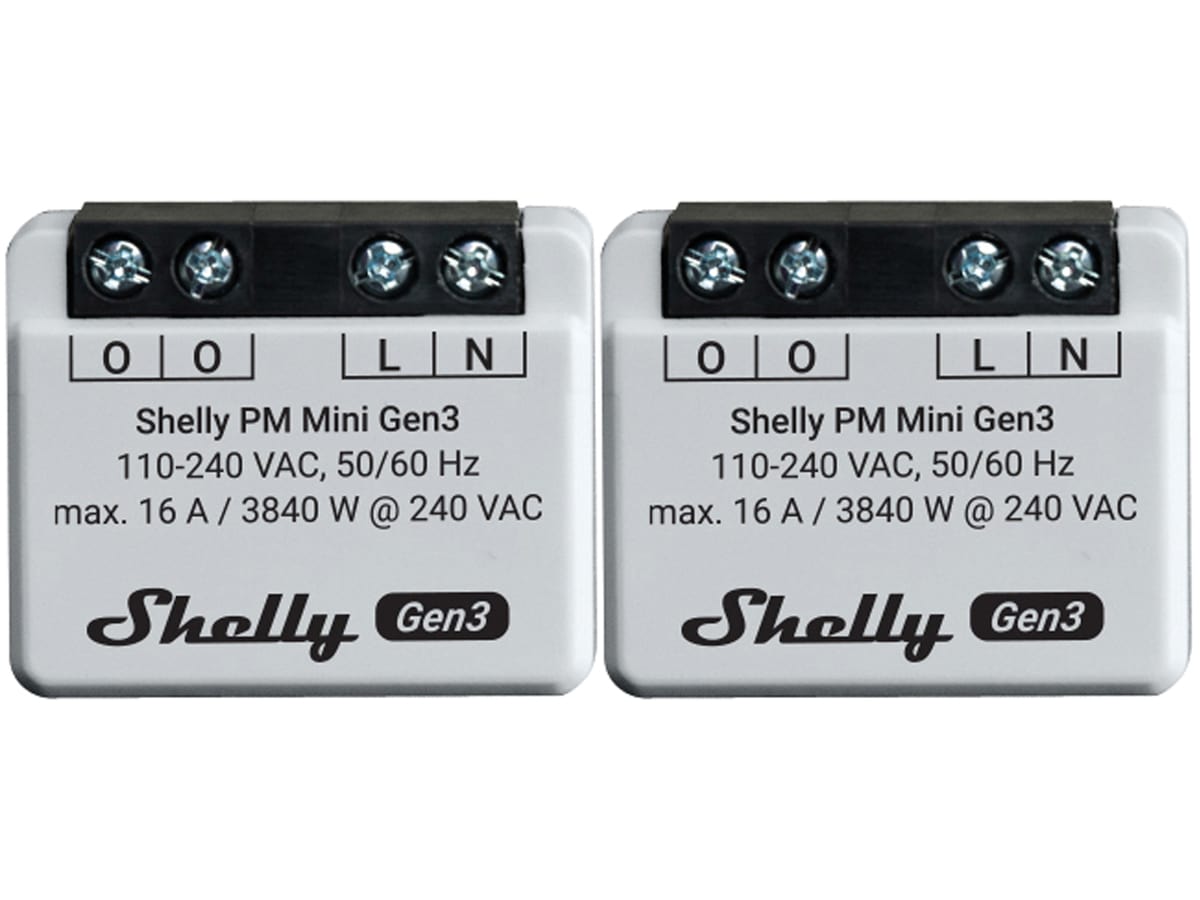 SHELLY WLAN-Leistungsmesser Plus PM Mini Gen.3, weiß, 2 Stück von Shelly