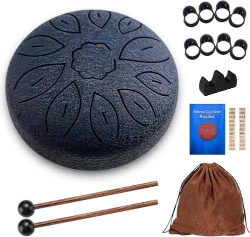 Steel Tongue Drum,6 Zoll Stahlzungen 11 Töne Zungentrommel Schlagzeug Anfänger mit Schlägeln,Tragbare Mini Trommel,Zungentrommel Kinder,Tongue Drum für Meditation Yoga Klangheilung von Shengruili