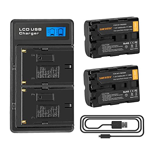 2X Shentec 2400mAh NP-FM500H Akku Kompatibel mit Sony NP-FM500H NP-FM500 A57 A58 A65 A77 A100 A200 A200K A200W A300 A300K A300X A350 A450 A500 A580 A700 A70 A70 A70 850 A. 900 A900 ILCA-77M2 SLT-A99 von Shentec