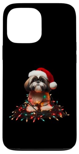 Hülle für iPhone 13 Pro Max Shih Tzu mit Weihnachtsmütze und Weihnachtsbeleuchtung Hundebesitzer Liebhaber von Shih Tzu Christmas Products