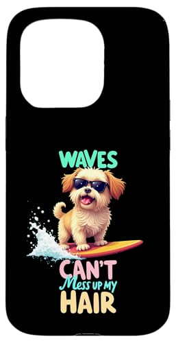 Cooler Shih Tzu Surfing Dog Hülle für iPhone 15 Pro von Shih Tzu Fun Designs