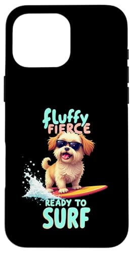 Cooler Shih Tzu Surfing Dog Hülle für iPhone 16 Pro Max von Shih Tzu Fun Designs