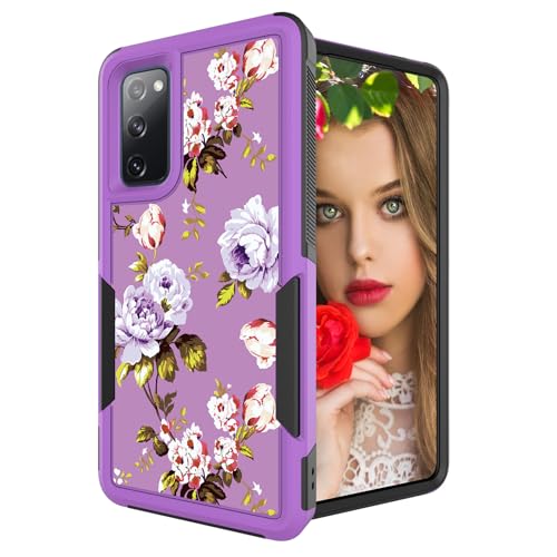 ShinyMax Schutzhülle für Galaxy S20 FE mit Rosen-Design, Hybrid-Schutzhülle für Samsung Galaxy S20 FE, zweilagig, Violett von ShinyMax