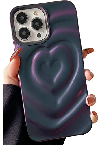 iPhone 12/12 Pro Love Heart Case, Fashion Cute Soft Silicone Purple 3D Heart Water Ripple Bling Glitter Shockproof Women Girls Case Cover for iPhone 12 iPhone 12 Pro von Shinymore