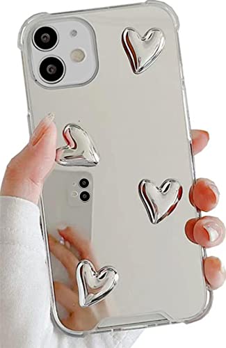 Shinymore iPhone SE Spiegel-Hülle, flexibel, niedliches Herz, weiches Silikon, transparent, Make-up-Spiegel, für Frauen und Mädchen, stoßfest, Schutzhülle für iPhone 7/8/SE von Shinymore