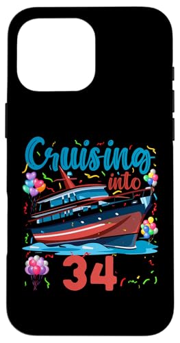 Hülle für iPhone 16 Pro Max 34. Geburtstag Kreuzfahrt Urlaub 34 Jahre alt Schiffsliebhaber von Ship Birthday Designs for Ship Lovers