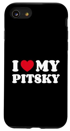 Hülle für iPhone SE (2020) / 7 / 8 Pitskes Pitbull Husky Mix I Love My Pitsky von Shirts & Geschenke für Hundebesitzer, Hundehalter