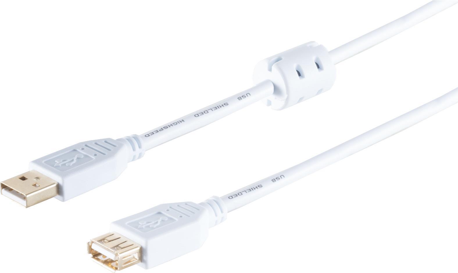 S/CONN maximum connectivity USB High Speed 2.0 Verl�ngerung mit Ferrit, A Stecker auf A Buchse, vergoldete Kontakte, USB 2.0, wei�, 5,0m (77125-WF) von ShiverPeaks