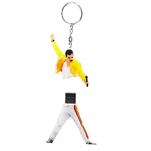 Kreddie Mercury USB 3.0 32GB & Schlüsselanhänger Kreddie Mercury Queen Pendrive 3.0 Kalte Mercury Bohemian Rhapsody Gadget Geschenkidee Flash-Speicherstick Disk Pen Drive High Speed von Shop and Solve