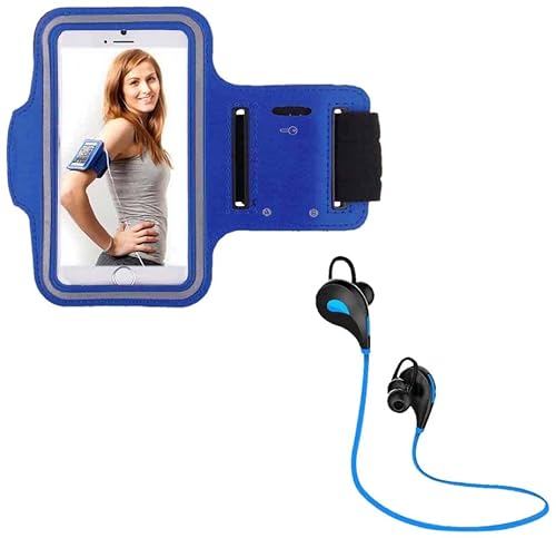 Sport-Set für iPhone 11 Pro Smartphone (Bluetooth Sport-Kopfhörer + Manschetten) Laufen T5 (blau) von Shot Case