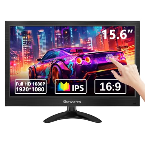 PC Monitor Touchscreen 15,6 Zoll Tragbarer Monitor IPS HDR 1920x1080 HDMI/USB-C Desktop Monitore mit Lautsprechern für PC/Laptop/PS4-5/Switch, VESA-kompatibel, Tragbarer Touchscreen Monitor von Showscren