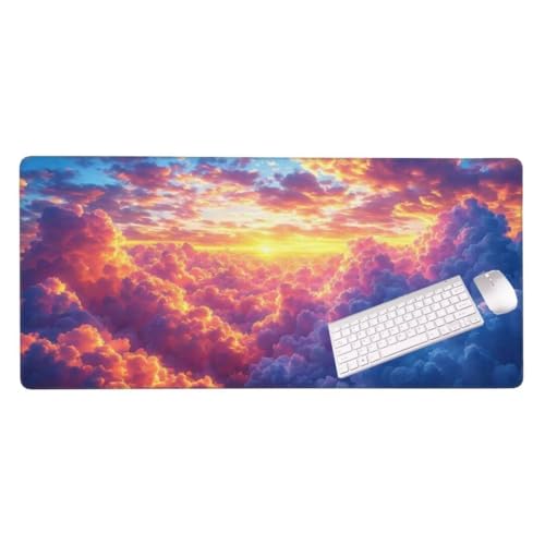 Gaming Mauspad Bunte Wolken Mauspad, Mousepad XXL 1200x600 mm, Mauspad Gaming Zubehör mit Anti Rutsch Basis Mouse Pad Wasserdicht und Langlebig Gaming Zubehör für Home Office Zimmer Deko S-1702 von Shozhoo