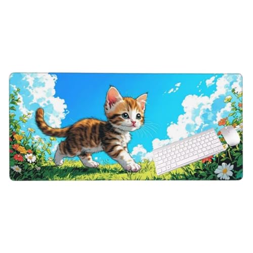 Gaming Mauspad Gartenkatze Mauspad, Mousepad XXL 1000x500 mm, Mauspad Gaming Zubehör mit Anti Rutsch Basis Mouse Pad Wasserdicht und Langlebig Gaming Zubehör für Home Office Zimmer Deko S-5638 von Shozhoo