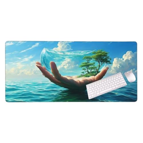 Gaming Mauspad Ocean Hand Mauspad, Mousepad XXL 1000x600 mm, Mauspad Gaming Zubehör mit Anti Rutsch Basis Mouse Pad Wasserdicht und Langlebig Gaming Zubehör für Home Office Zimmer Deko S-4625 von Shozhoo