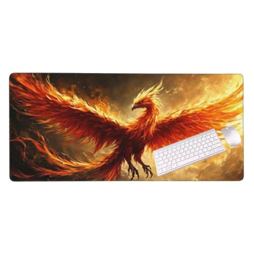 Gaming Mauspad Phönix Tiere Mauspad, Mousepad XXL 1400x600 mm, Mauspad Gaming Zubehör mit Anti Rutsch Basis Mouse Pad Wasserdicht und Langlebig Gaming Zubehör für Home Office Zimmer Deko S-4160 von Shozhoo